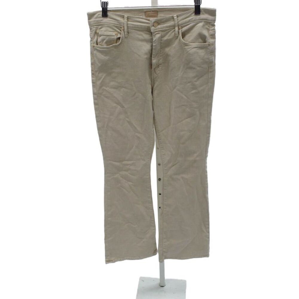 Mother Women Bootcut Jeans Beige Cotton High Rise Size 30